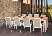 Grand table repas extensible en aluminium et en teck - FERMO 12-14 PLACES