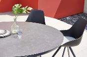 Table ronde en aluminium noir avec plateau en verre - MONDO