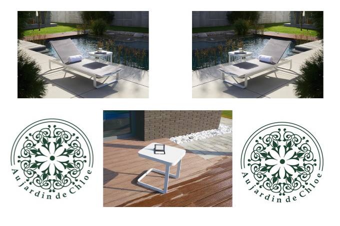 Duo de bains de soleil en aluminium + table basse - ROMY