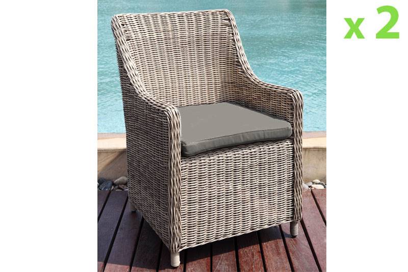 Fauteuil de jardin en résine tressée (lot de 2) - HAILEY OSIER