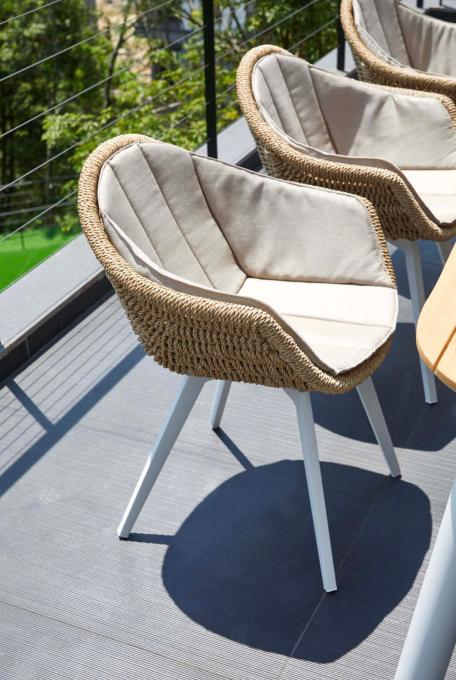 Fauteuil repas de jardin en aluminium et résine coussins AGORA (lot de 2) -  MILO