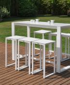 Ensemble Table Bar de jardin 6 personnes aluminium blanc - FERMO BAR