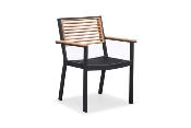 Ensemble repas jardin aluminium et en teck 200X90cm - YORK NOIR