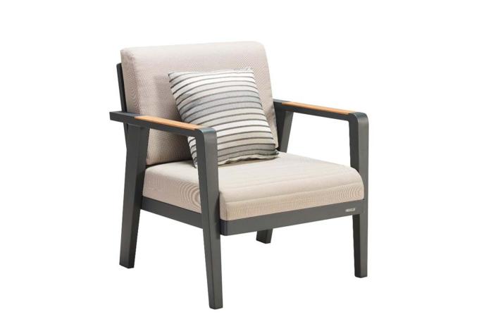 Fauteuil de jardin en aluminium et en teck - LOVY