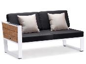Canapé d'angle en aluminium et en teck - YORK COSY NOIR