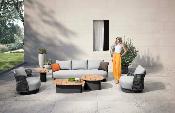 Salon de jardin design luxe en aluminium et en corde tressée - LASKA NOIR