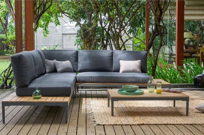 Salon de jardin en aluminium et en bois d'acacia - CLEMY