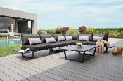 Salon de jardin haut de gamme en aluminium et corde 6 places - SOPHIA GRIS