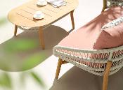 Mobilier de jardin design en bois et en corde 5 places  - ROSE