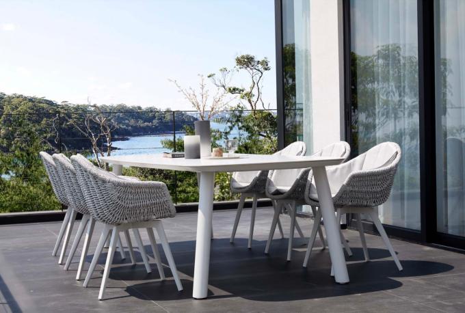Table repas de jardin moderne en aluminium -  avec plateau en céramique - LARA
