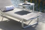 Duo de bains de soleil en aluminium + table basse - ROMY