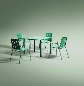 Chaise repas design en aluminium vert - (lot de 4) - SARRAN