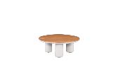 Petit table basse ronde design haut de gamme en aluminium et en teck - IRIS