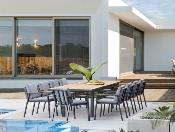 Table repas de jardin extensible en aluminium et en teck - TORY