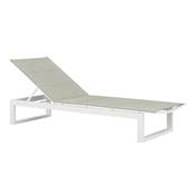 Duo de bains de soleil en aluminium + table basse - FERMO Taupe