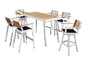 Table en aluminium et teck avec 6 fauteuils - YORK BAR