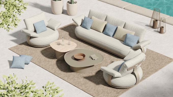 Canapé de jardin modulable luxe design en aluminium 5 places - ELYO 