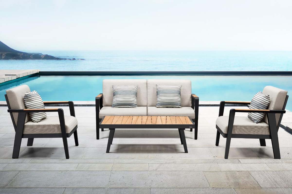 Salon de jardin aluminium et teck LOVY MINI