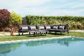 Salon de jardin haut de gamme en aluminium et corde 6 places - SOPHIA GRIS