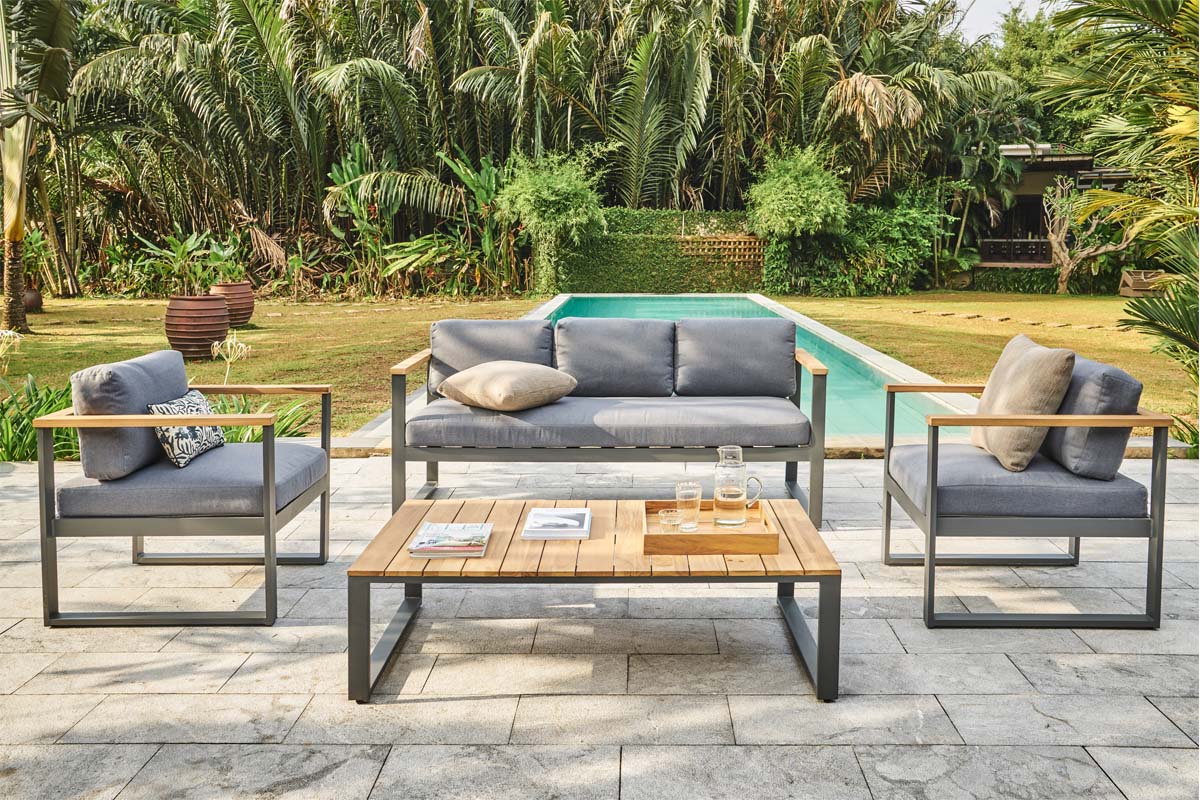 Salon de jardin Hendaye en bois d'Acacia Table pliante et 4