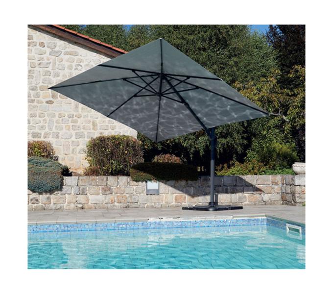Parasol déporté 3 x 3 m - FLORA gris clair
