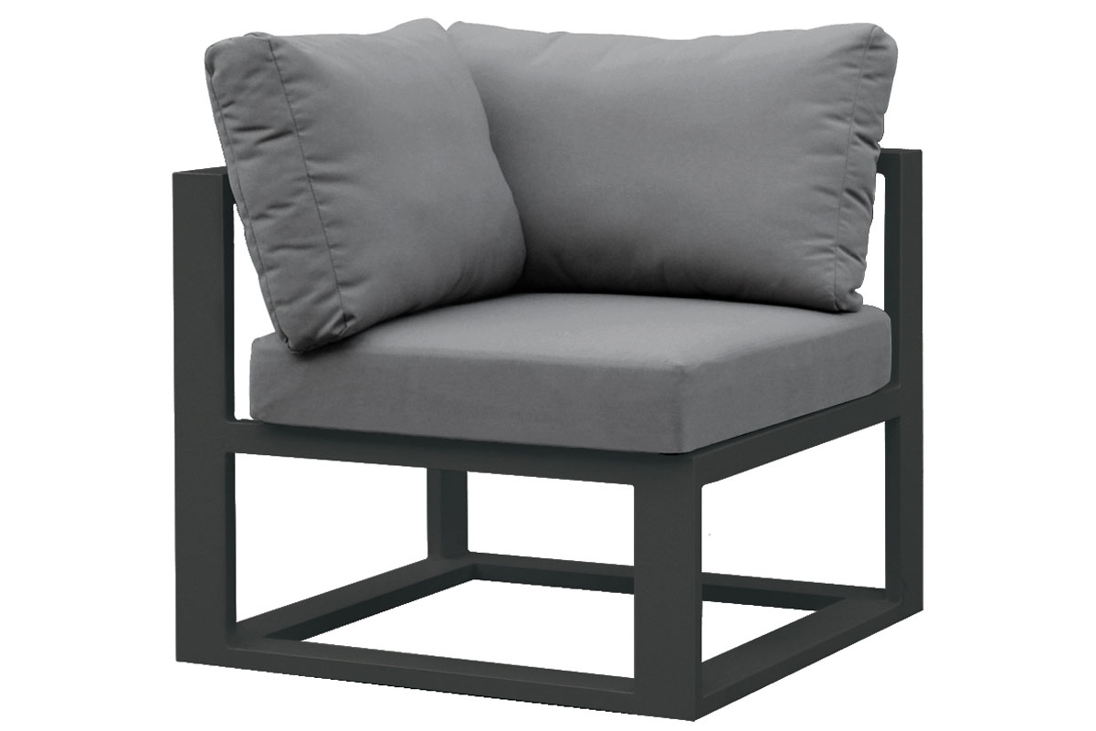 Fauteuil d'angle de jardin en aluminium - BELLY NOIR