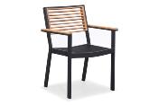 Fauteuil de repas extérieur aluminium et teck - YORK NOIR