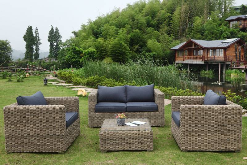 Salon de jardin résine tressée ronde - AUREA OSIER