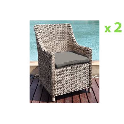 Fauteuil de jardin en résine tressée (lot de 2) - HAILEY OSIER