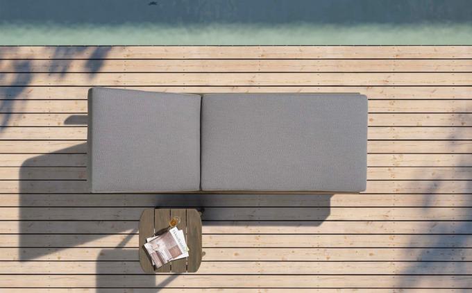 Bain de soleil avec table d'appoint luxe en bois teck - COME 