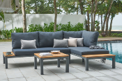 Salon de jardin d'angle en aluminium et en bois d'acacia - CARY