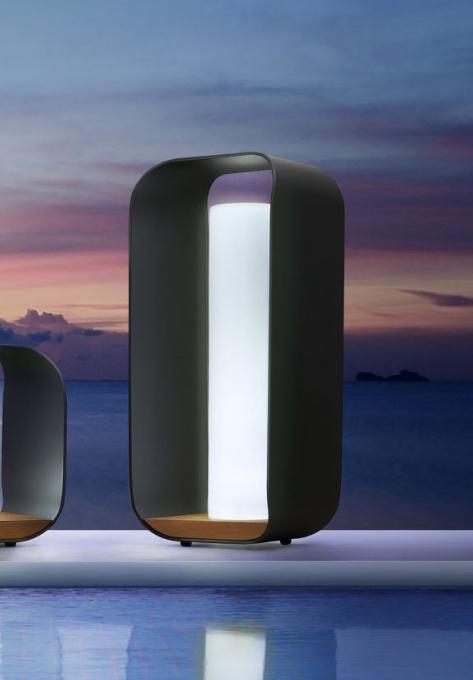 Lampe Design d'extérieur sans fil - POLY NOIR TAILLE L
