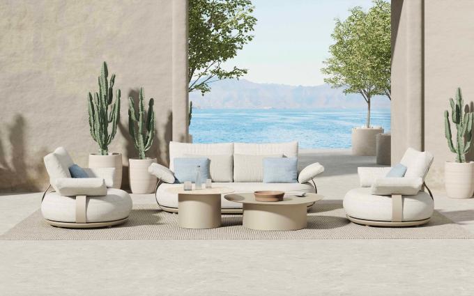 Salon de jardin modulable luxe design en aluminium 4 places -  ELYO