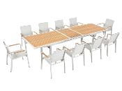 Ensemble repas extensible en aluminium et en teck - NOFFY BEIGE 10PLACES