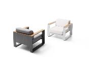 Fauteuil de jardin en aluminium et teck - SOFY