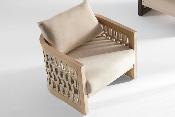 Mobilier de jardin luxe en teck et en corde 5 places  - PALMA