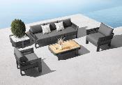 Salon de jardin design en aluminium et corde 5places - OLBY NOIR