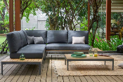 Salon de jardin en aluminium et en bois d'acacia - CLEMY
