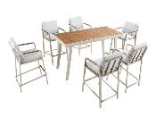 Table en aluminium et teck avec 6 fauteuils - NOFFY BAR