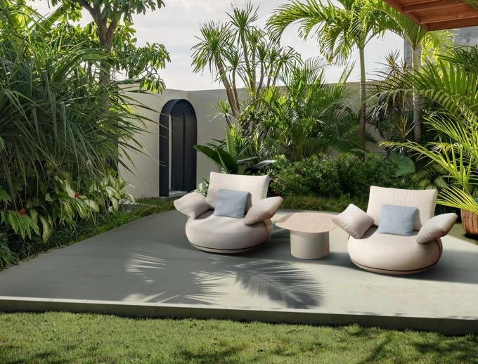 Duo de fauteuil de jardin design en aluminium  - ELYO 