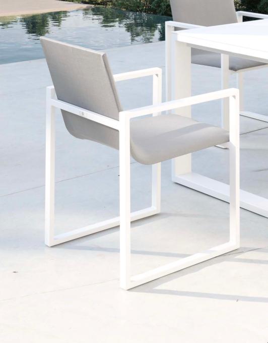 Chaise de jardin design en aluminium - COMO gris (lot de 2) 