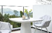 Table carré repas restaurant haut de gamme en aluminium -  avec plateau céramique gris - MILO