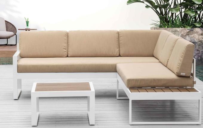 Salon de jardin en aluminium et polywood - GIPSY BLANC