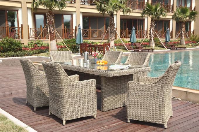 Table et fauteuils de jardin résine tressée - HAILEY OSIER