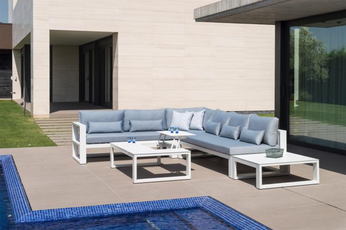 Salon jardin d'angle luxe en aluminium - FERMO