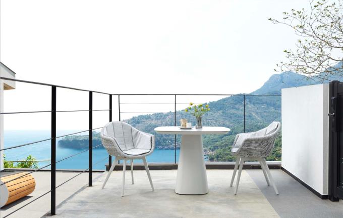 Table carré repas restaurant haut de gamme en aluminium -  avec plateau céramique - MILO