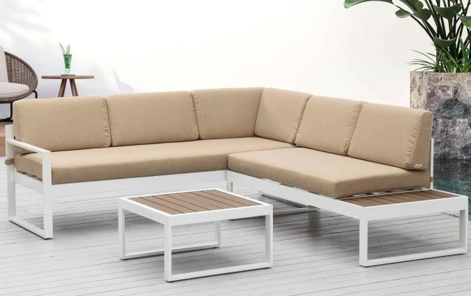Salon de jardin en aluminium et polywood - GIPSY BLANC