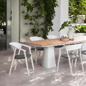 Fauteuil repas de jardin en aluminium blanc (lot de 2) - LARA