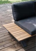 Canapé d'angle d'extérieur en aluminium et en bois d'acacia - ALVY
