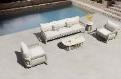 Salon de jardin design en aluminium et corde 5places - MILAN